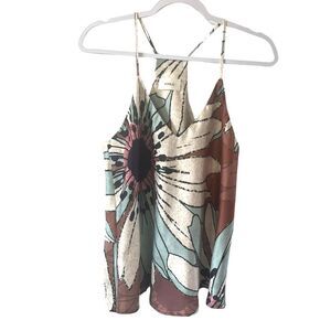 NWOT ViCOLO Sleeveless Floral Top Blouse Made in Italy M Abstract artistic